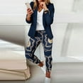 thumbnail image 2 of Atogsazn Womens Blazer Suit Sets 2 Piece Outfits Formal Print Open Front Jacket and Pants Set Slim Fit Work Office Outfit Navy L on Clearance, 2 of 6