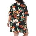 thumbnail image 3 of Agnes Orinda  Women's Plus Size 2 Piece Floral Cardigan Tropical Print Summer Casual Kimono Tops and Shorts Outfit Sets 1X Black, 3 of 5