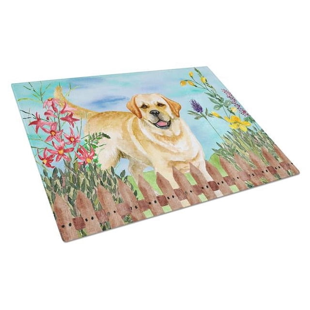 Carolines Treasures CK1226LCB Golden Retriever Planche à Découper en Verre à Ressort, Grande