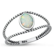 CHOOSE YOUR COLOR White Simulated Opal Promise Ring .925 Sterling Silver Split Shank Band CZ Female Size 7