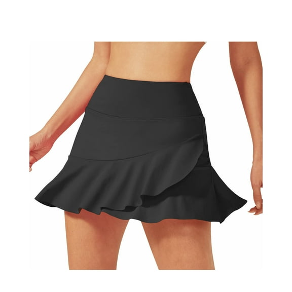 G4Free 15"/20" Tennis Skirts for Women Golf Skorts with Pockets High Waist Ruffle Athletic Skirt Inner Shorts