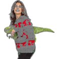 thumbnail image 1 of Chandail Adulte Rouge et Vert 3d T-rex Chandail de Noël Moelleux Haute Qualité, 1 of 5
