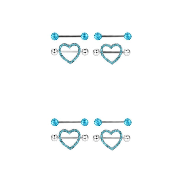 Qarigey 4 piezas anillos para pezones cuerpos de acero inoxidable adorno para accesorio de joyería mujer decoración de pecho para niña azul Azul 2piezas Qarigey CBP270787