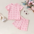 thumbnail image 2 of Coerni Toddler Baby Girls' Summer Stripe Knit Sets Floral Print Short Sleeve Tops Shorts Sets Casual Comfort Clothes, 2 of 9