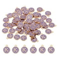 thumbnail image 1 of Encanto de letra Uxcell K, 60 piezas de colgantes de iniciales de alfabeto de doble cara, cuentas moradas, 1 of 6