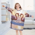 thumbnail image 5 of joogoo Wearable Blanket Hoodie Flamingos in Sunset for Flannel Sherpa Pocket 3-14 YR S, 5 of 7
