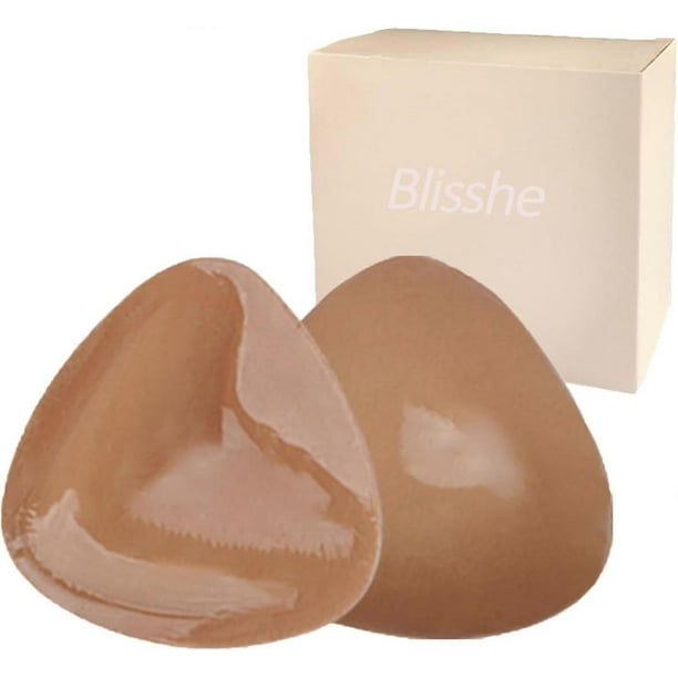 Blisshe Bra Inserts, Blisshe Sticky Bra, Reusable Invisible Lift Bras, Double Sided Sticky Bra Push Up, Push up Sticky Pads Inserts-Light Brown||A