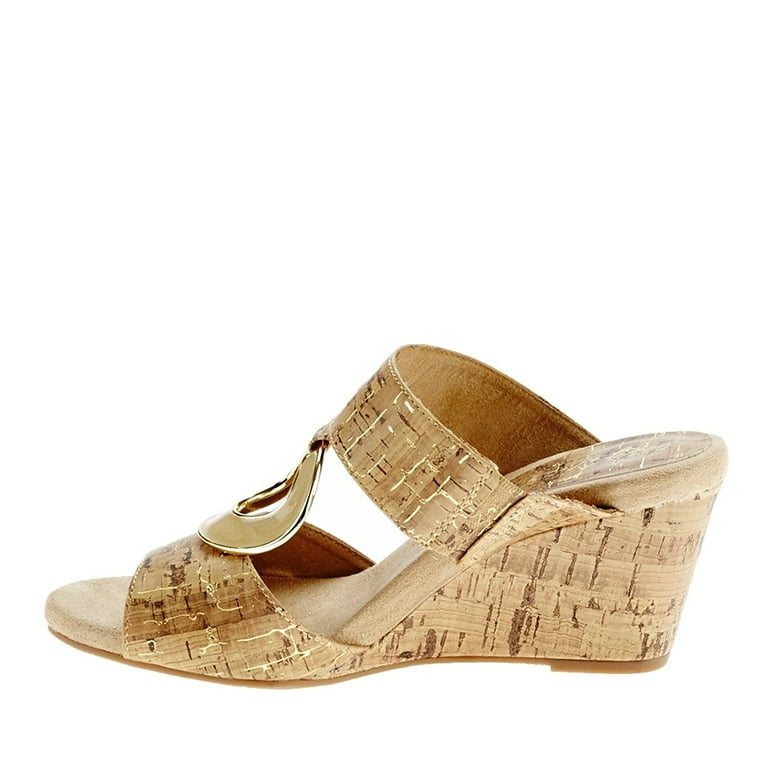 Gold cork deals wedge sandals