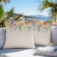 thumbnail image 4 of Country Outdoor Pillow Covers Pack of 2 Watercolor Pastoral Wildflowers Linen Texture Waterproof Throw Pillow Covers Decorative Cushion Cases for Patio Garden Tent Balcony Couch 26x26 inch, 4 of 8