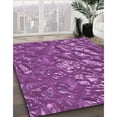 thumbnail image 3 of Ahgly Company Tapis Rond Lavable en Machine Intérieur Transitionnel Magenta Foncé Violet, 4 Pieds Rond, 3 of 7