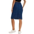 thumbnail image 3 of INSPIRE CHIC Women's Denim Skirt Button Down Pockets 2026 Western Midi Jean Skirts S Deep Blue, 3 of 6