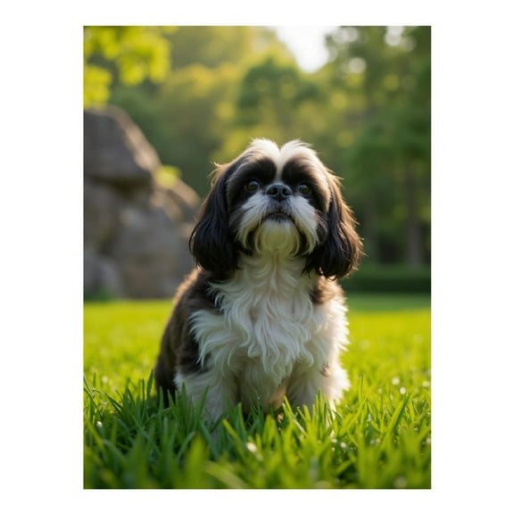 Diamond Art Kit for Adults, Shih Tzu Grass Park Summer Day Diamond Painting for Adults Beginners, DIY Diamond Art Painting Kits, 5D Diamond Painting Crafts for Home Decor 12x16 Frameless