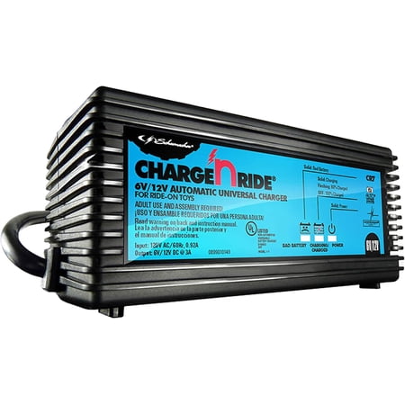 Schumacher Electric Automatic Battery Charger for Ride-On Toys 3 Amps, 6/12V 3 or 4 Wheeled Toy Car Battery Cable Connector, CR7