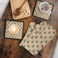 thumbnail image 5 of Brown Christmas Tree Pattern Kitchen Oven Mitt and Pot Holder Sets 4 Pcs for Baking, Cooking and Grilling, Heat Resistant Up To 392 °F, 5 of 7