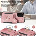 thumbnail image 5 of Phone Case for Samsung Galaxy A23 5G/4G Wallet Cover with Tempered Glass Screen Protector and Wrist Strap Lanyard RFID Credit Card Holder Ring Stand Cell Accessories A 23 23A 6.6 Women Pink, 5 of 14