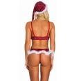 thumbnail image 2 of Christmas Lingerie Set with Feather Trim  Strap Plaid Bra with Hat, 2 of 8
