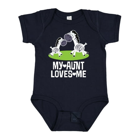 

Inktastic My Aunt Loves Me Zebra Zoo Animal Gift Baby Boy or Baby Girl Bodysuit