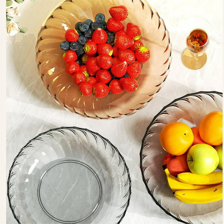 9.8x2.4inch Plastic Fruit Bowl, Fruit Dish for Home and Kitchen, Candy Dish, Snacks Bowl, BPA-Free, Sturdy Plastic Decorative Bowls for Home Decor