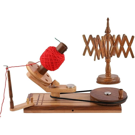 Wooden 14.5 Cm Dia Big Wheel Hand Operated Rapid Yarn Ball Winder | Swift, Yarn, Wool, and String Holder| Knitting & Crochet Accessories (Rosewood)