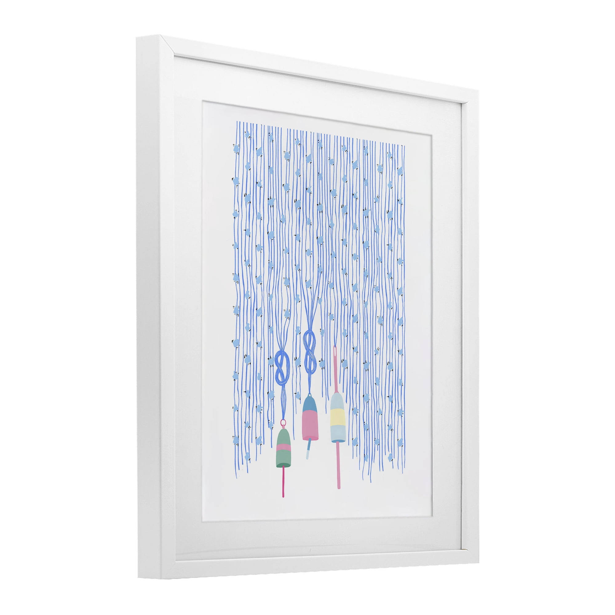 Stupell Industries Hanging Buoys on Ropes White Framed Print Under Glass, design by Melissa Tilley