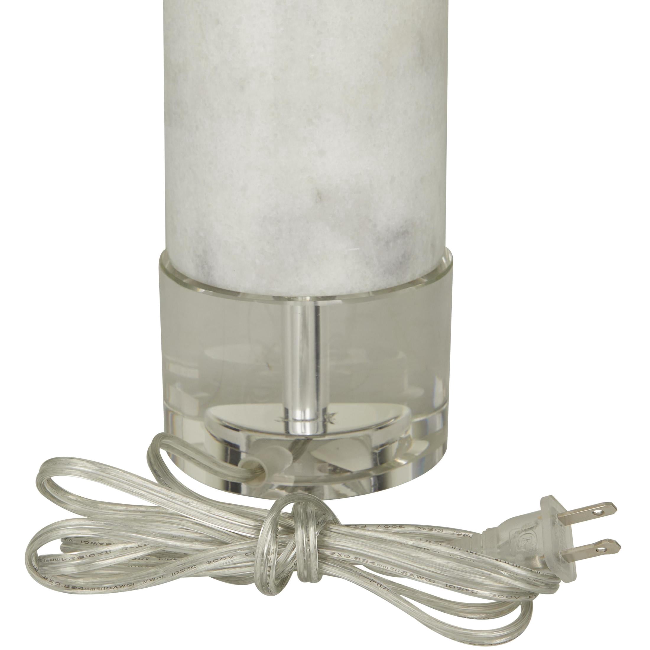 DecMode 29" Slender Stand White Table Lamp with White Cotton Shade