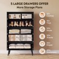 thumbnail image 5 of GALAXHERO Tall 5 Drawer Dresser, Wood Storage Organizer for Bedroom, Closet, Living Room, Black, 5 of 8