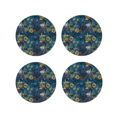 

Tideii Halloween Elements for Leather Coasters 4 Pieces Anti-fouling and Anti-scalding Decorative Coasters Suitable for Restaurants Kitchens Coffee Shops-Round Shape