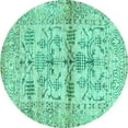 thumbnail image 1 of Ahgly Company Indoor Round Oriental Turquoise Blue Traditional Area Rugs, 7' Round, 1 of 4