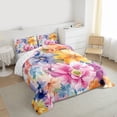thumbnail image 3 of Manfei Colorful Flowers 3 Pieces Queen Comforter Set for Female Men,Spring Garden Ultra Soft Bedding Sets,Exotic Style Bedding Comforter Set Breathable,Lightweight Room Decor,Reversible, 3 of 8