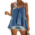 thumbnail image 1 of Blusas sueltas con tirantes finos para mujer, cuello Halter, cuello en V, Peplum, camisas fluidas, túnicas Ormromra, 1 of 1
