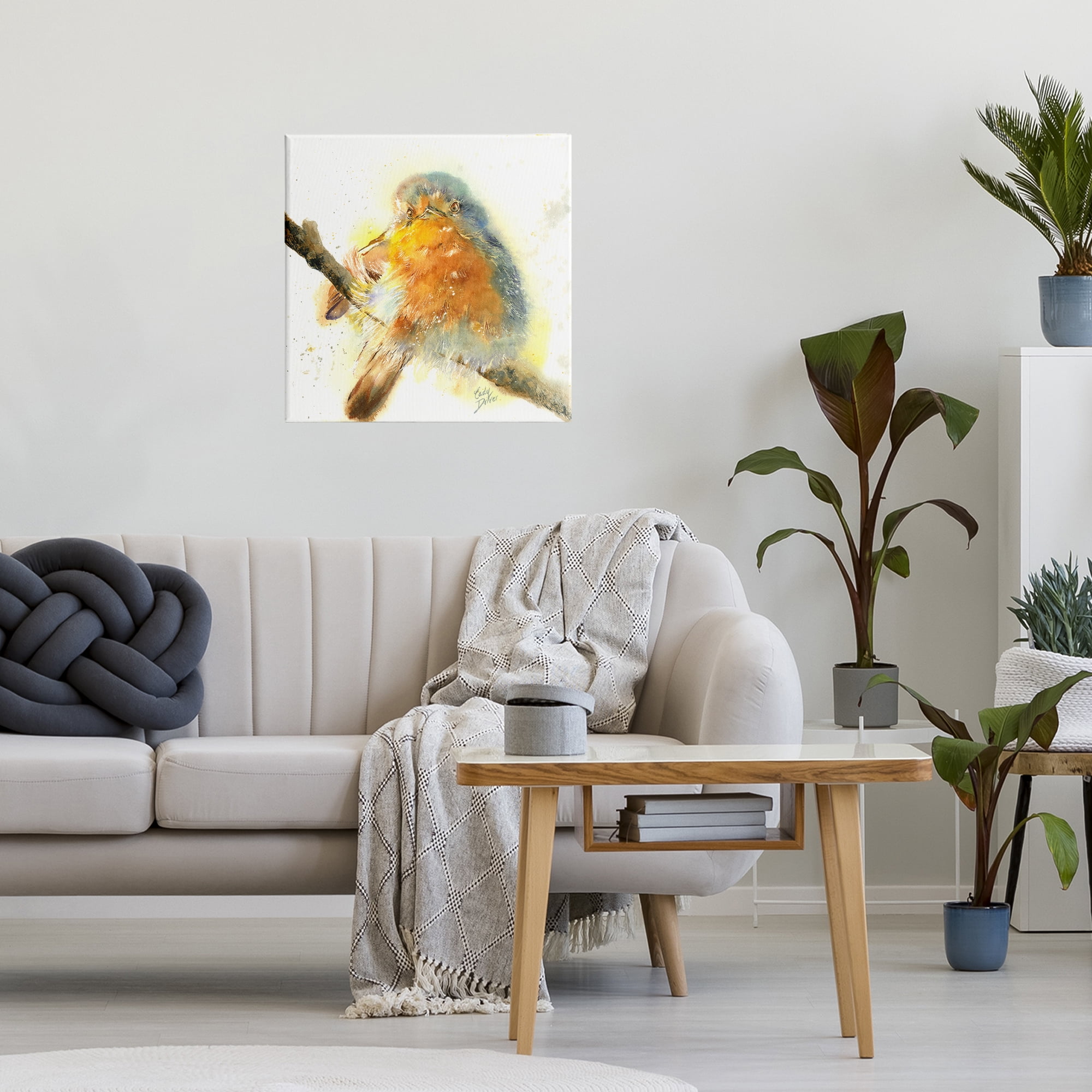 Stupell Industries Seated Songbird Watercolor Canvas Wall Art, design by Cady Driver
