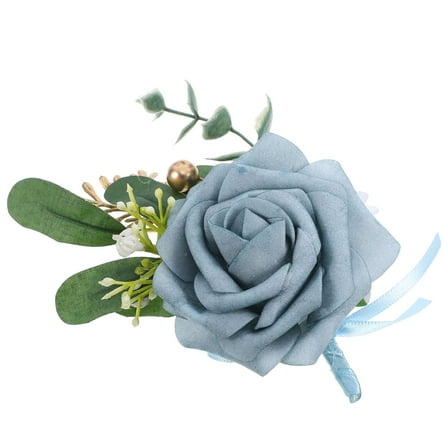 LEORX Groom's Boutonniere Sky Blue Plastic 1Pack Rose Design Wedding Photo Prop For Special Occasions