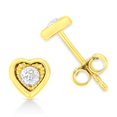 thumbnail image 4 of 10K Yellow Gold Plated .925 Sterling Silver 1/10 Cttw Miracle-Set Diamond Heart Shape Stud Earrings (K-L Color, I2-I3 Clarity), 4 of 7