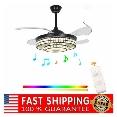 

WANCQ 42 Retractable Ceiling Fan w/ Light & Bluetooth Speaker Dimmable LED Chandelier