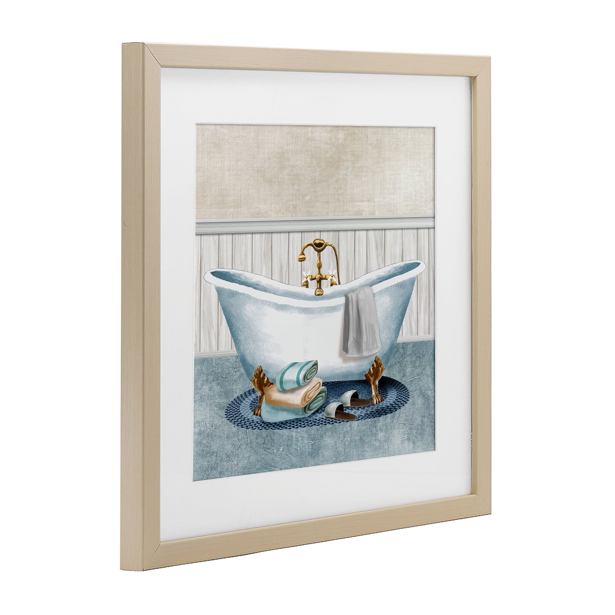 Stupell Industries Cozy Spa Bathtub & Slippers Birch Framed Print Under Glass, design by Conrad Knutsen