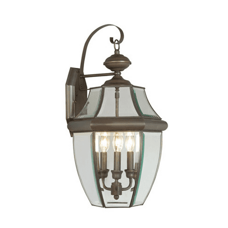 

Wall Sconces 3 Light With Clear Beveled Glass Bronze size 12.5 in 180 Watts - World of Crystal