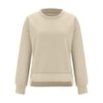 thumbnail image 4 of WEAIXIMIUNG T-Shirts Personnalisés pour Femmes Chandail en Molleton Court Col Rond Manches Longues Hauts d'Automne Tendance Décontracté Ourlet Irrégulier, 4 of 5