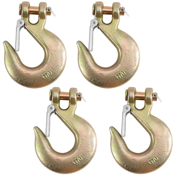 FUNSUEI 4 Pack 1/2 Inch Clevis Slip Hook with Safety Latch, Grade 70 Forged Steel, Heavy Duty Clevis Slip Hook, 18,000 Lbs Capacity