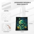 thumbnail image 4 of DouZhe Reusable Grocery Bags, Starry Night Skull Lightweight Polyester Canvas Cloth Tote Bag for Travle Gym Shopping School, 15" x 16", 4 of 7