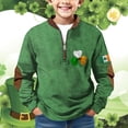 thumbnail image 2 of Ruyang Boys St Patricks Day Sweatshirts Half Zipper Ribbed Cuffs Pullover Sweatshirts Tops Shamrock Printed Teens Long Sleeve Hoodie, 2 of 5