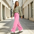 thumbnail image 7 of Women's Wide Leg Pants High Waisted Drawstring Elastic Waist Casual Loose Palazzo Solid Color Trousers with Pockets, 7 of 7