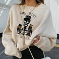 thumbnail image 2 of Chandails en Molleton d'Halloween pour Femmes Imprimé Squelette de Citrouille Surdimensionné Automne Chaud Doux Manches Longues Col Rond Pull Tops, 2 of 7