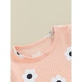 thumbnail image 5 of Bagilaanoe 2pcs Toddler Baby Girl Shorts Set Short Sleeve Flower Print T Shirt Tops + Shorts 6M 12M 18M 24M 3T 4T Kids Casual Summer Clothes, 5 of 7