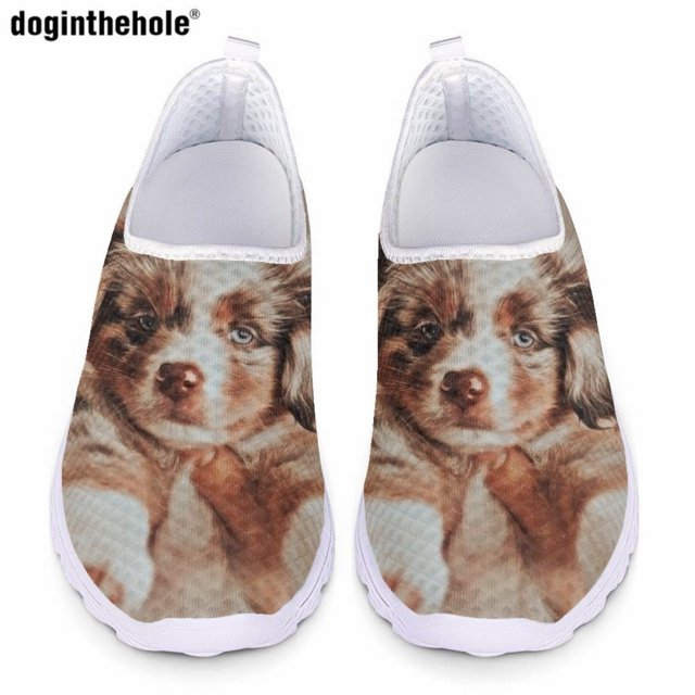 Doginthehole - Zapatos planos informales con estampado de cachorros kawaii para mujer, ligeros, cómodos, de malla, para enfermería, para verano, zapatillas transpirables