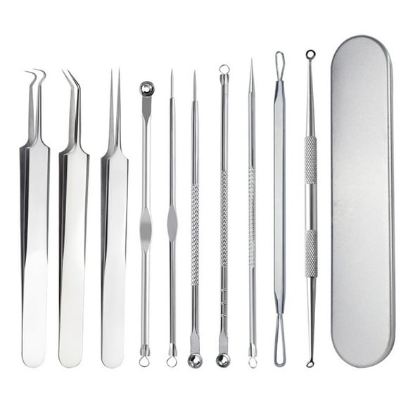 9PCS Blackhead Remover Kit Portable Pimple Comedone Extractor Tool with Case