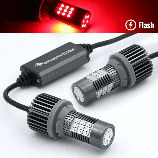 7443 Error Free Canbus Red Flashing Strobe Blinking Rear Alert Safety