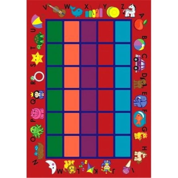 Alphabet Phonics Red 5 ft.4 in. x 7 ft.8 in.  WearOn Nylon Machine Tufted- Cut Pile Educational Rug