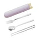 thumbnail image 1 of Juego de cucharas y palillos, vajilla, utensilios de viaje, juego de cubiertos portátiles para Morado 4 piezas, 1 of 9