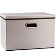 thumbnail image 1 of Large Foldable Storage Bin with Lid [1-Pack] Linen Fabric Decorative Storage Box Organizer Container Basket Cube with Handles Divider for Closet Office Living Room Light Grey(17.7x11.8x11.8), 1 of 7