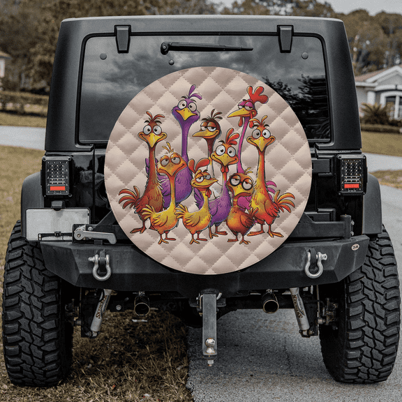 Lotusprinthandmade Funny Chicken Spare Tire Cover Without Backup Camera Hole